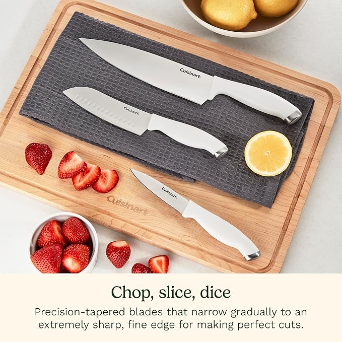 Cuisinart Block Knife Set, 12pc Cutlery Knife Set with Steel Blades for Precise Cutting, Lightweight, Stainless Steel, Durable & Dishwasher Safe, C77SSW-12P