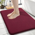 OLANLY Memory Foam Small Bathroom Rugs 24x16, Absorbent Bath Mat, Burgundy | Soft Quick Dry Bath Mat Rugs, Non-Slip, Machine Washable Mat for Bathroom Floor, Tub and Shower, Home Decor Accessories
