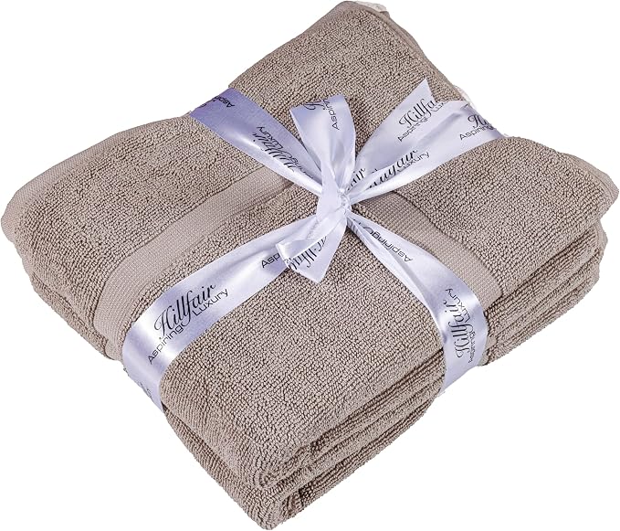 HILLFAIR 900 GSM Cotton Rug Bath Mats Pack of 2 (21x34 Inches), Absorbent Machine Washable Bath Mat for Hotel Spa Tub & Shower, Non Slip Floor Mat, Bathroom Decor Accessories: Stone