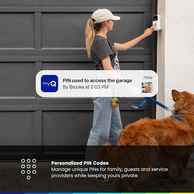 myQ Smart Garage Door Video Keypad + Wired Power Adapter Kit, with Wide-Angle Camera, Customizable PIN Codes, and Smartphone Control, Works with Chamberlain, LiftMaster and Craftsman openers