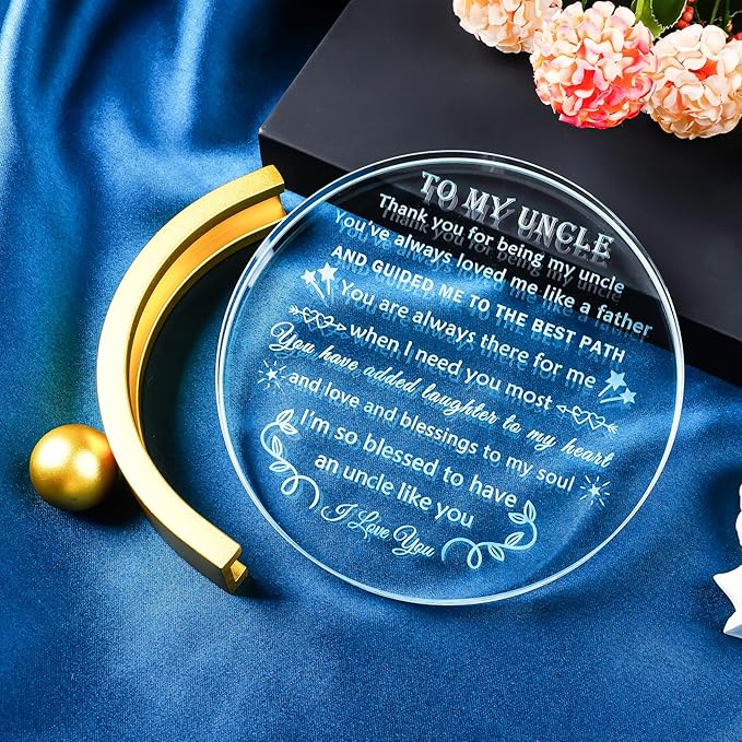 YWHL Uncle Gifts from Niece Nephew Birthday Gifts for Uncle Who Have Everything Crystal Keepsake Plaque Present Best Uncles Ever Gift on Christmas Fathers Day Thanksgiving Day