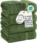 Chakir Turkish Linens 4 Piece Hand Towels, 100% Cotton Turkish Towels for Bathroom, Luxury Soft Absorbent Hand Towel Set, 16 x 30 Inches, Moss