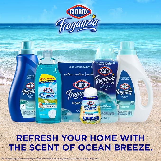 Clorox Fraganzia Cone Gel Air Freshener, Twist Open Adjustable Solid Air Deodorizer for Small Indoor Spaces, Continuous Fresh Ocean Breeze Scent for Bathroom Office Closet Odor Control, 6 Oz - 12 Pack
