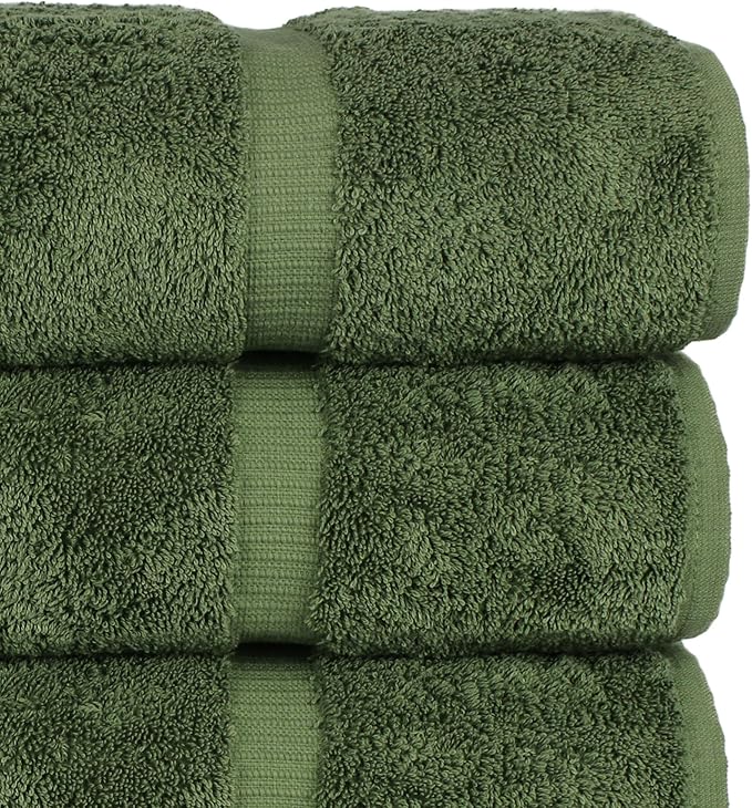 Chakir Turkish Linens 4 Piece Large Bath Towels, 100% Cotton Turkish Towels for Bathroom, Luxury Soft Absorbent Bath Towel Set, 27 x 54 Inches, Moss