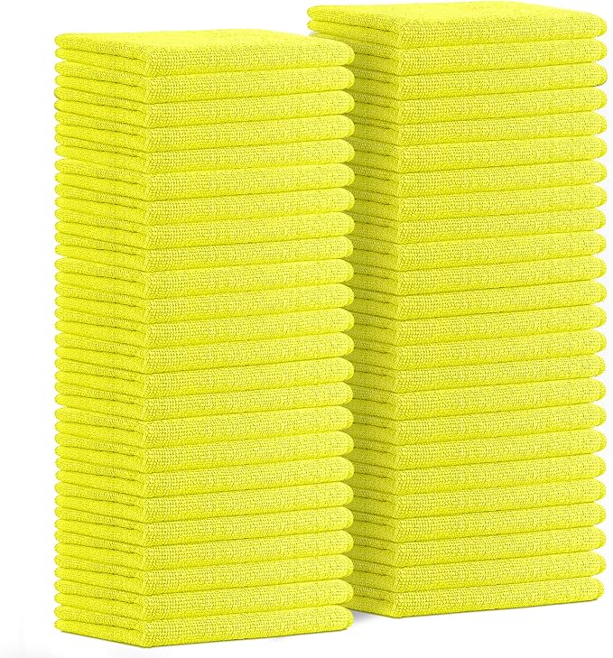 Avalon Towels Microfiber Cleaning Cloths (Value Pack of 48) - Size 16 x 16 Inches, Highly Absorbent Cleaning Rags, Lint Free, Reusable and Washable, Microfiber Towels for Cars