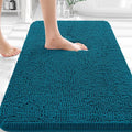 OLANLY Bathroom Rugs 30x18, Extra Soft Absorbent Chenille Bath Rugs, Rubber Backing Quick Dry, Machine Washable Bath Mats for Bathroom Floor, Tub and Shower, Home Decor Accessories, Peacock Blue