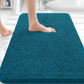 OLANLY Bathroom Rugs 35x24, Extra Soft Absorbent Chenille Bath Rugs, Rubber Backing Quick Dry, Machine Washable Bath Mats for Bathroom Floor, Tub and Shower, Home Decor Accessories, Peacock Blue