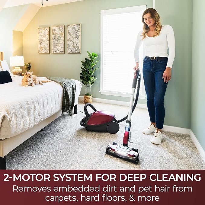 Kenmore Elite 700 Series Bagged Canister Vacuum with Hair Eliminator | Pet Friendly Design, 2-Motor Powerful Suction, HEPA and Auto Cord Rewind for Carpets, Hard Floor and Upholstery