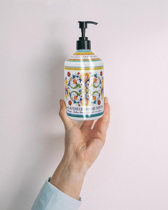 Perugia Italian Deruta Hand Soap - 21.5 fl oz Bottles - 8 pack - Lavendar, Sweet Orange, Lemon Verbana, and Olive Thyme