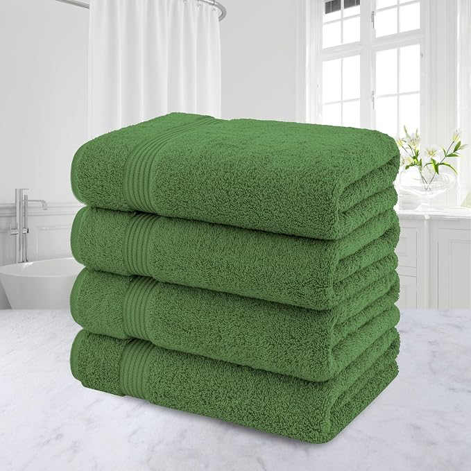 American Veteran Towel, 100% Cotton Turkish Bath Towels for Bathroom 4 Pack, 27x54 Extra Large Premium Soft Drying Bathroom Towels, Sage Green