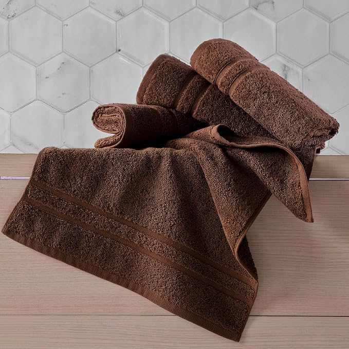 Hawmam Linen Brown Hand Towels 4 Pack Turkish Cotton Premium Quality Soft and Absorbent Small Towels for Bathroom