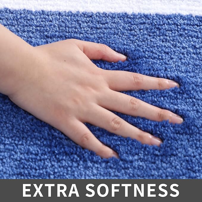 COSY HOMEER Extra Thick Bath Linen Sets - Anti-Slip Bath Rugs Mats Soft Plush 100% Strong Polyester Mat Living Room Bathroom Floor Water Absorbent(Blue,24x36 - Inches)