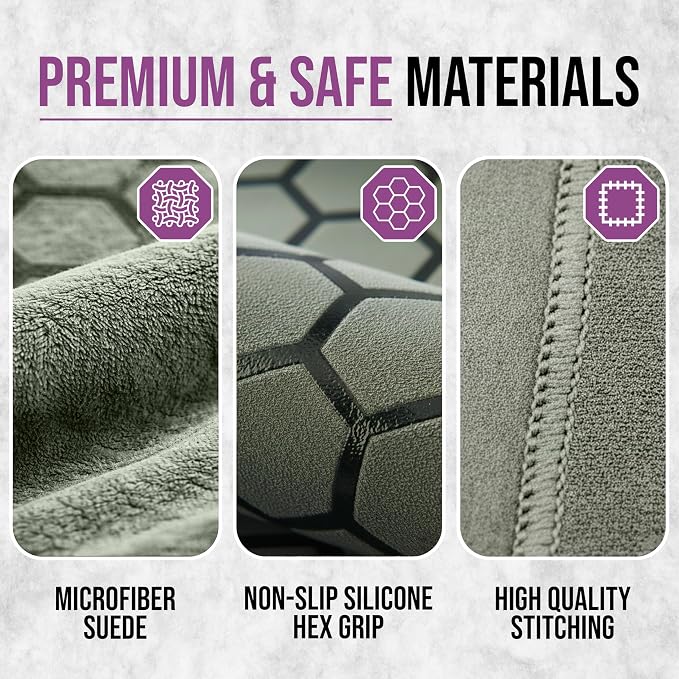Clever Yoga Hot Yoga Mat Towel – Non-Slip Grip for Hot Yoga, Sweat Absorbent, Honeycomb Silicone Grip, Stays Flat – Ideal for Pilates, Travel, Washable & Lightweight - Olive