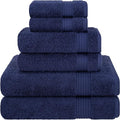 Cotton Paradise 100% Cotton Turkish Towel Set, Soft Absorbent Quick Dry, 6 Piece Towel Set, Navy Blue