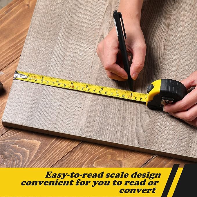 40 Pieces Tape Measure 12 ft Retractable Measuring Tape Bulk with Fractions Marked Easy Read Yellow Measuring Tape Bulk Set for Engineer Contractors, Autowind and Lock