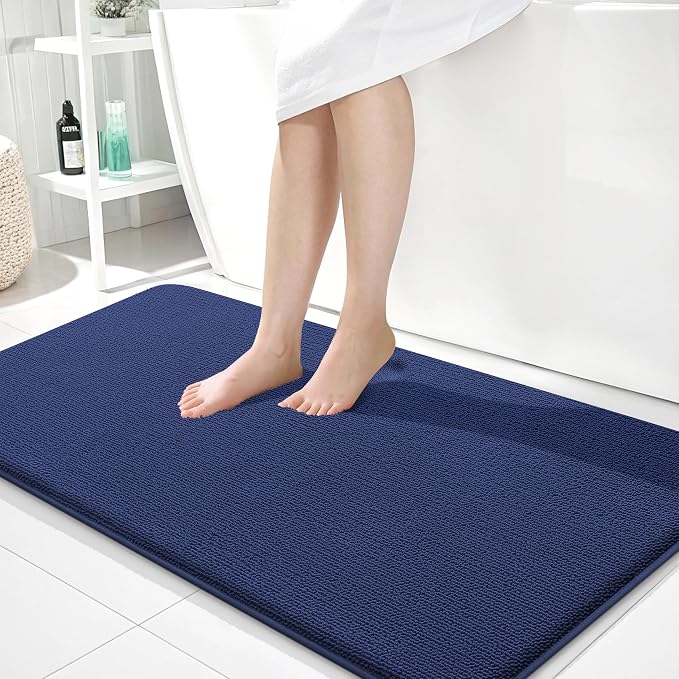 OLANLY Memory Foam Bathroom Runner Rugs 44x24, Long Mats, Twilight Sapphire | Soft Quick Dry Bath Mats, Non-Slip, Absorbent Machine Washable Mat for Bathroom Floor, Tub and Shower, Home Decor Accessories