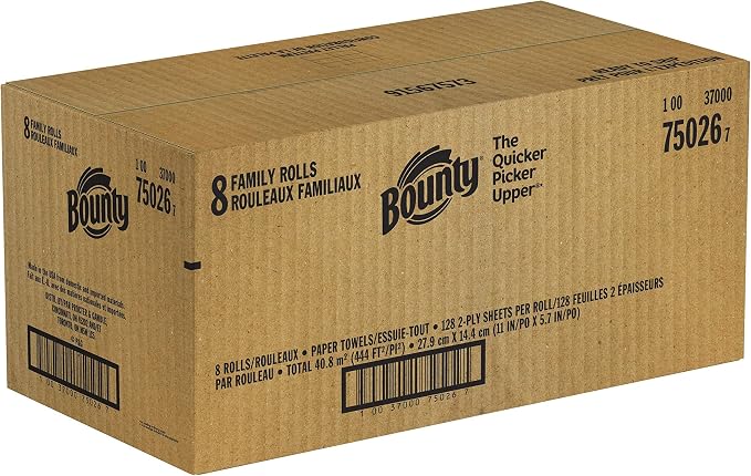 Bounty Quick Size Paper Towels, White, 8 Family Rolls