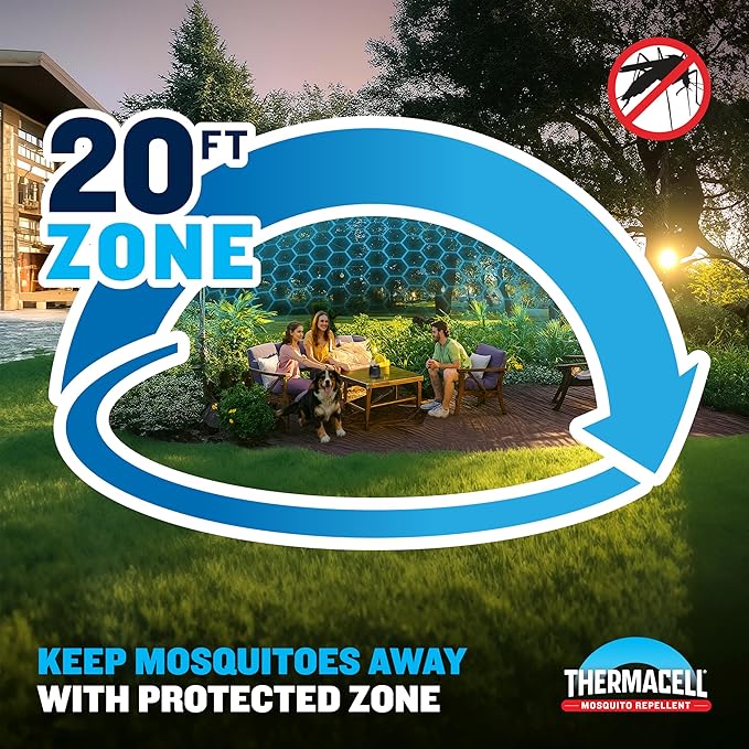 Thermacell Patio Shield Mosquito Repellent E-Series Rechargeable Repeller Bundle; 20’ Mosquito Protection Zone; Includes 240-Hour Repellent Refill; No Spray, Flame or Scent; Bug Spray Alternative