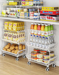 OKZEST 3-Tier Rolling Pantry Floor Organizer and Storage Cart with Wheels, Stackable Wire Pantry Baskets for Pantry Shelves, Kitchen Storage Rack and Fruit Basket Stand for Fruit Snack Onion Potato