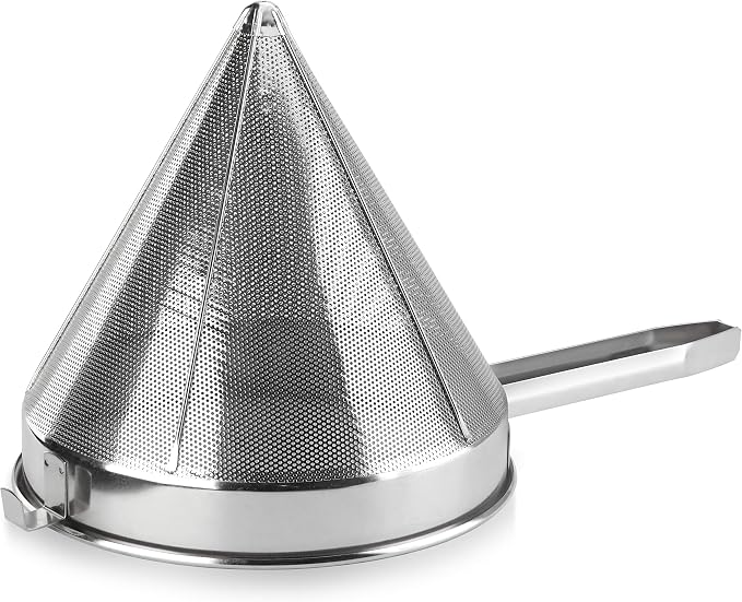 New Star Foodservice 34127 18/8 Stainless Steel China Cap Strainer, 10-Inch, Fine Mesh