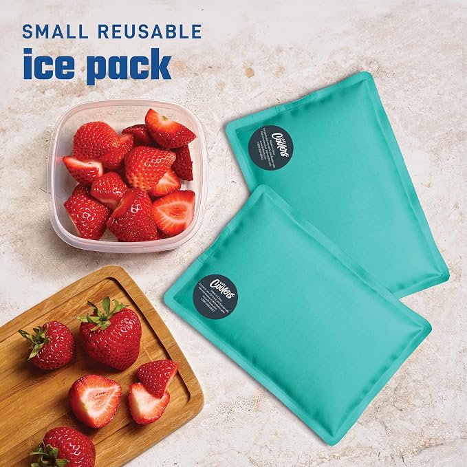 Fit & Fresh Cool Coolers 2 Pack Soft Ice for Lunch Bags, Flexible Stretch Nylon, Durable, Reusable Lunch Box Ice Packs, Soft Ice, Reusable Freezer Packs, Lunch Ice, Easy to Clean, Teal