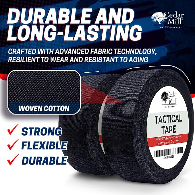 Cedar Mill Fine Firearms Grip Tape - Waterproof Gun Grip Tape, Non-Adhesive Multipurpose Military Tape and Sparta 300 Blackout Magazine Marking Band.