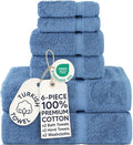 Chakir Turkish Linens 6 Piece Towels Set, 100% Cotton Luxury Turkish Towels for Bathroom, Soft Absorbent Bath Towel Set with 2 Bath Towels 2 Hand Towels 2 Washcloths, Wedgewood