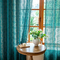 Sutuo Home Boho Lace Curtains 2 Panels 72 inch Lengh for Nursery Bedroom | Sheer Curtains Victorian Floral Drape Privacy Crochet Vintage Chic Tassels Bohemian Window Treatments Rod Pocket, 50" W Teal