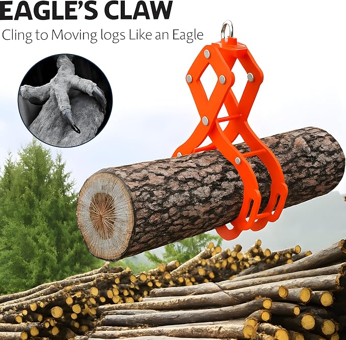 GarveeLife 28" Log Tongs, 4 Claw Log Grabber Heavy Duty 2200 Lb Capacity, Eagle Claw Design Skidding Tongs Logging Tools for Tractors, Trucks, ATVs, Forklifts