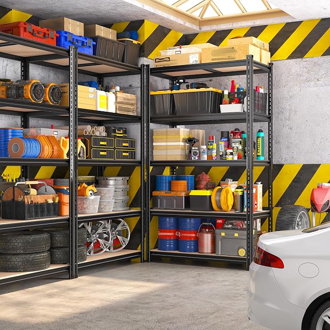 REIBII 2400LBS Garage Shelving,36" Wx16" Dx72" H Shelves for Basement | Adjustable 5-Tier Shelving Unit,High-Density MDF Shelves,Heavy Duty Storage Shelves,Easy Assembly,For Pantry Workshop Storage