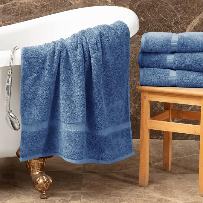 Towel Bazaar 4-Piece Extra Large Bath Towel Set, 100% Premium Cotton Turkish Towels, 30x60 Luxury Towel Super Soft and Absorbent, Perfect Use for Bathroom, Shower Towels - Wedgewood
