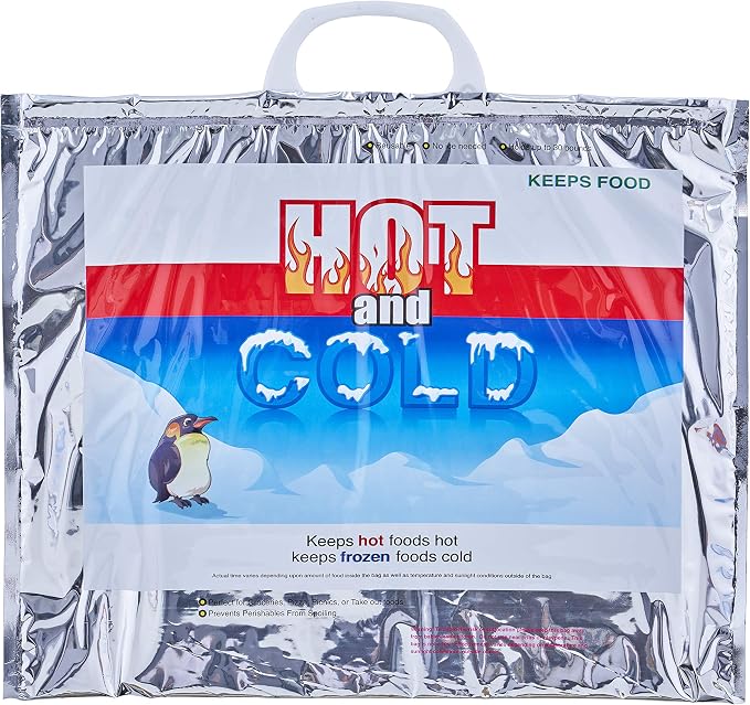 Superio Hot and Cold Insulated Bags for Food Delivery, Grocery Shopping Bags, Food Storage for Hot and Frozen Food for Travel, Disposable Cooler Bag, Reinforced Thermal Lunch Bag (1, 15.5"x13")