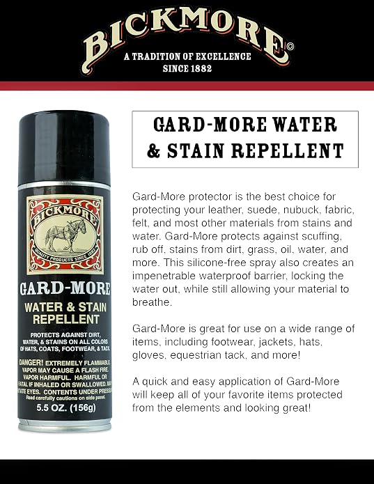Leather Boot Care Kit - Bick 1 Cleaner, Bick 4 Conditioner, Gard-More Water Repellent Spray & Cloth - Made in USA - Shoe Care Set for Cowboy Boots, Work Boots, Furniture, Bags, Purses, Jackets, & Tack