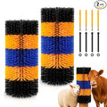 2PCS Livestock Scratching Brush for Goat, Heavy-Duty Post Grooming and Massage Scratch Brushes for Cow Donkey Goats Horse Sheep, with 8 Screws for Back Itch Relief & Keep Cleaning, 17" x 7.9"