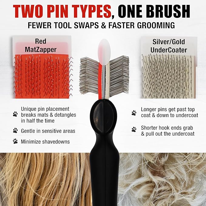 FlexIt Home - Flexible Slicker Brush for Dogs (Double, Firm Flex) | Dog Grooming Brush for Poodles, Golden Doodles, Huskies, Retrievers, and Labradoodles | 3-in-1 System & Video Trainings