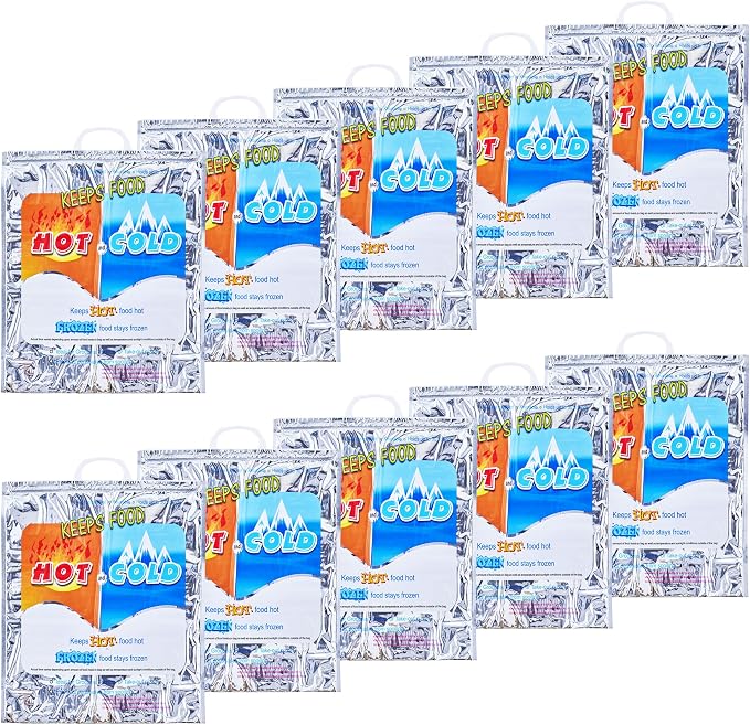 Superio Hot and Cold Insulated Bags for Food Delivery, Grocery Shopping Bags, Food Storage for Hot and Frozen Food for Travel, Disposable Cooler Bag, Reinforced Thermal Lunch Bag (10, 16"x5.5"x19")