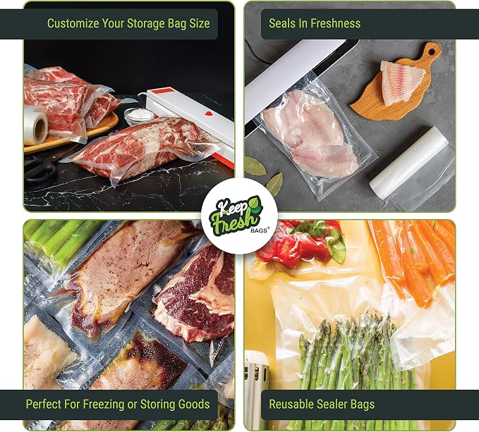 Vacuum Seal Bags, 15 x 18 Large Size, Vacuum Sealer Bags for Vacuum Sealing Food Storage, Freezer Bags, Sous Vide Cooking, or Bulk Save Food Storing, KF1518, 100 Count