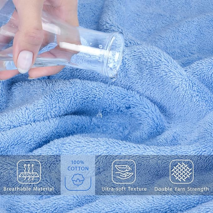 Cotton Paradise 100% Cotton Turkish Towel, Soft Absorbent Quick Dry, 40x80 Oversized Bath Sheet Towel, Sky Blue