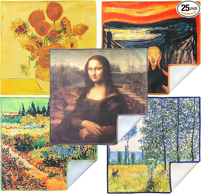 Extra Large [25 Pack] Classic Art Collection 2, Microfiber Cleaning Cloth - Ultra Premium Quality Microfiber Cloth(Best for Camera Lens, Glasses, Screens, and All Lens.)