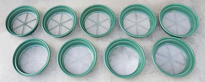 SE 9-Piece Patented 13.25-Inch Wide Stackable Sifting Pan Set for Gold Prospecting with Stainless Steel Mesh - GP2-9 SET