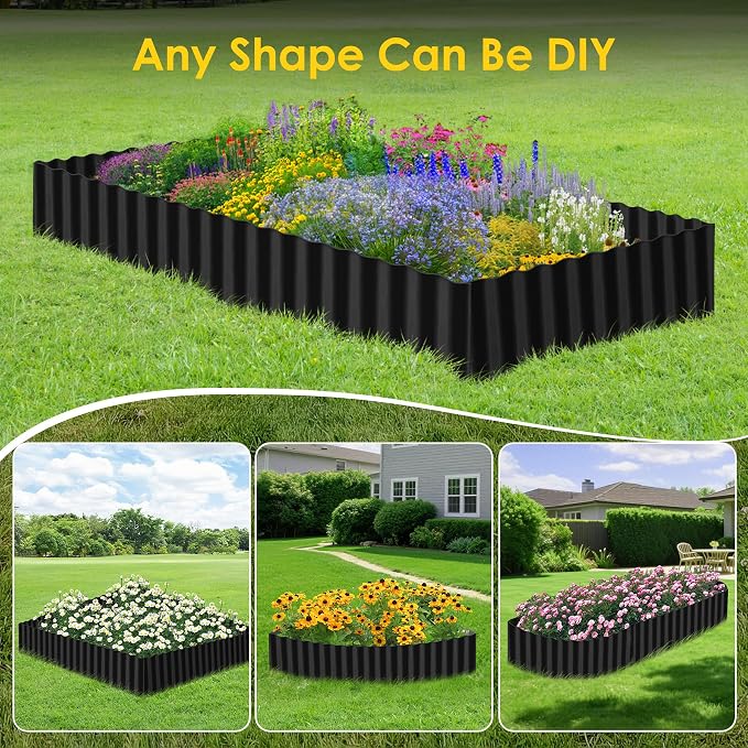 Vehipa Corrugated Garden Edging for Landscaping 6" x 90 Ft Metal Black | Garden Landscape Edging for Flower Bed, Lawn Border Landscape for Garden, Yard DIY