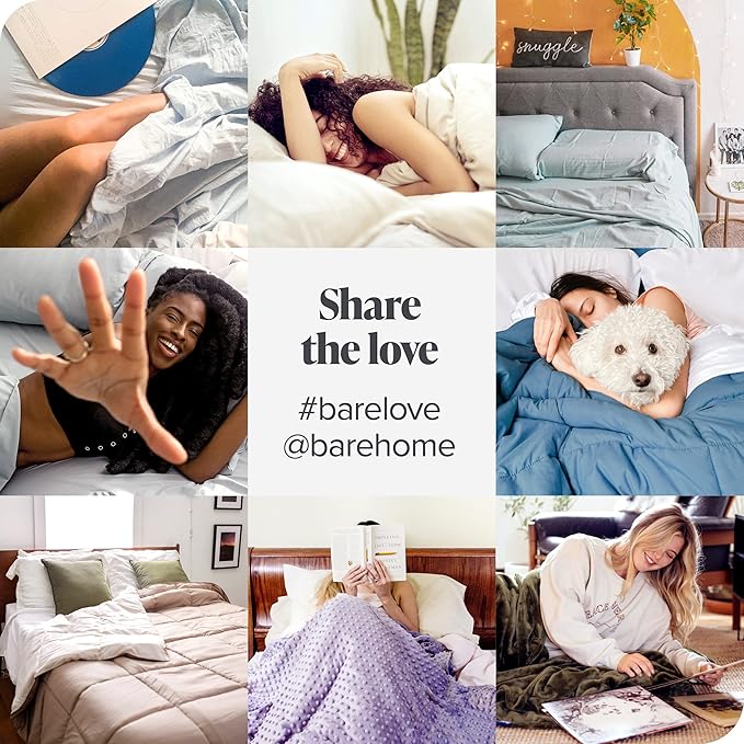 Bare Home Bedding Duvet Cover King Size - Premium 1800 Super Soft Collection - Lightweight, Cooling - Soft Breathable Bedding Duvet Cover (King, Stripe - Heathered Midnight Blue)
