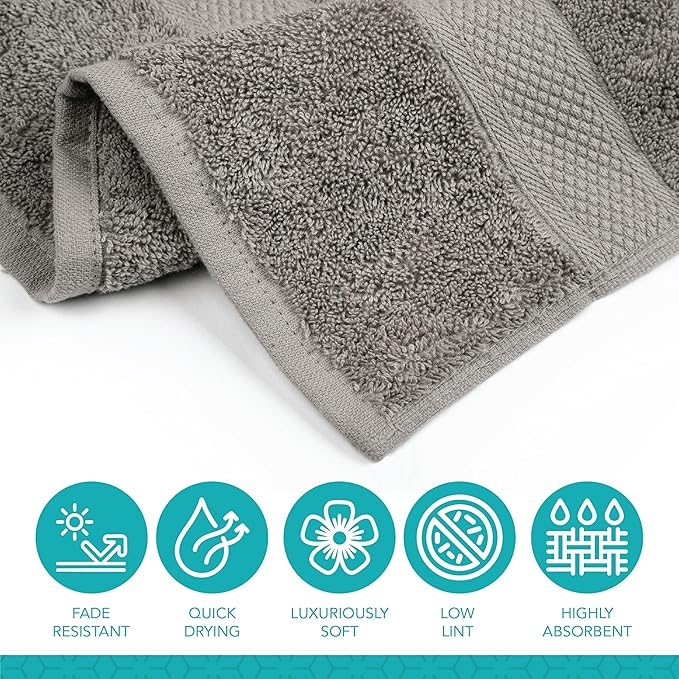 Pleasant Home Bath Towels Set of 6 (24” x 50”) 100% Cotton, 515 GSM | Lightweight, Soft & Highly Absorbent Luxury Towels for Bathroom | for Gym, Pool & Spa | 6 Pack, Gray