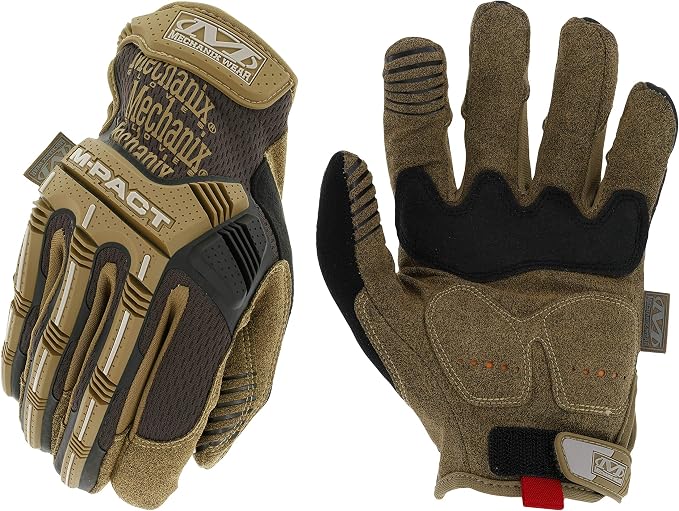 Mechanix Wear: M-Pact Work Gloves with Secure Fit, Work Gloves with Impact Protection and Vibration Absorption, Safety Gloves for Men (Brown, XX-Large)