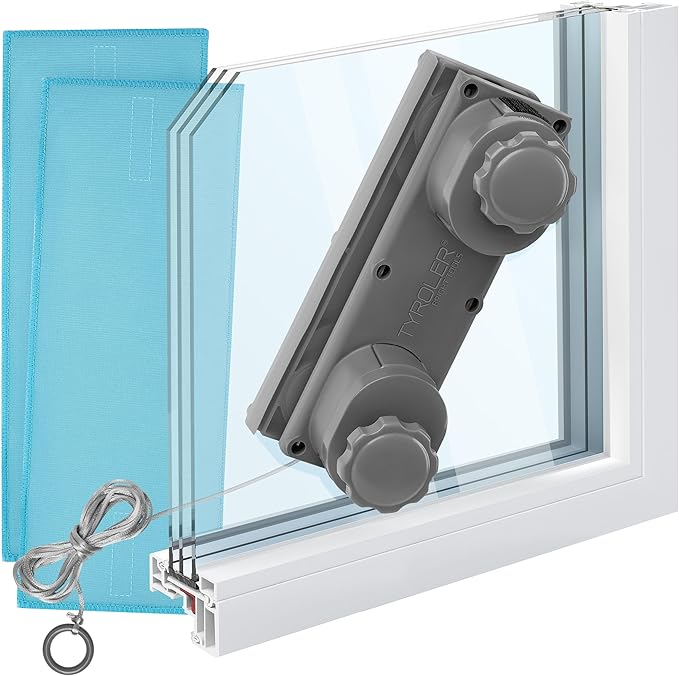 Tyroler Magnetic Window Cleaner Tool | The Silicone Glider R-3 AFC Fits Windows 0.2"-1.5" Thick | Double Sided Outside Window Cleaner Tool | Adjustable Control