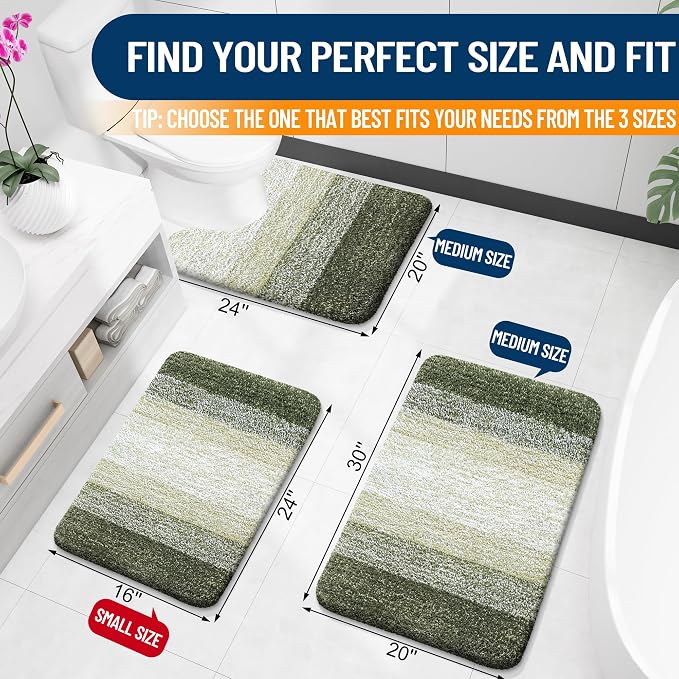OLANLY Bathroom Runner Rugs Mat 47x17, Extra Soft Absorbent Microfiber Bath Rugs, Rubber Backing, Quick Dry, Washable Long Bath Mats for Bathroom, Tub and Shower, Home Decor Accessories, Dark Green