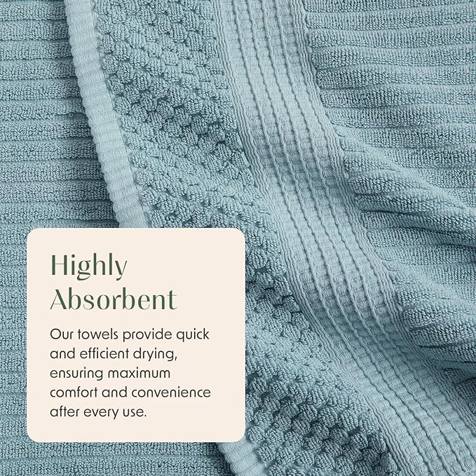 Springtree Home 100% Cotton Bath Towel Set | 4-Pack | Textured | Aegean | Absorbent & Quick-Dry Bathroom Towels | Textured and Durable Cotton Towels for Bathroom | OEKO-TEX | Krista Collection