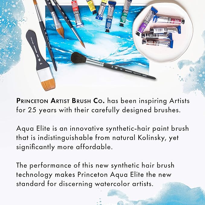 Princeton Aqua Elite, Series 4850, Synthetic Kolinsky Watercolor Paint Brush,Stroke, 3/4 Inch