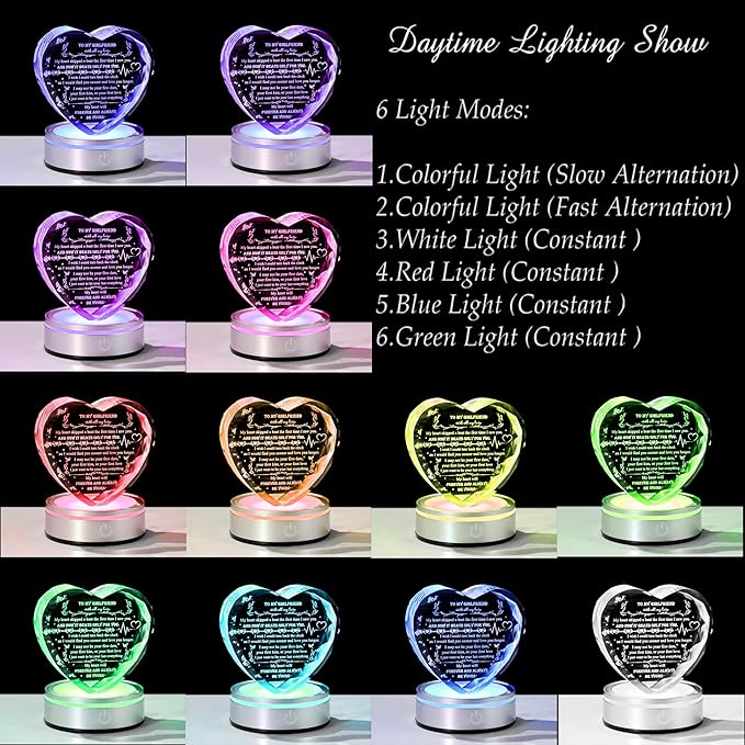 Qianwei Gifts for Girlfriend from Boyfriend Unique - Personalized Crystal Heart Gifts for My Girlfriend Who Has Everything - Birthday Anniversary Wedding Valentines Day Present Ideas for Her