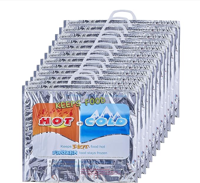 Superio Hot and Cold Insulated Bags for Food Delivery, Grocery Shopping Bags, Food Storage for Hot and Frozen Food for Travel, Disposable Cooler Bag, Reinforced Thermal Lunch Bag (10, 19"x5.5"x15.5")